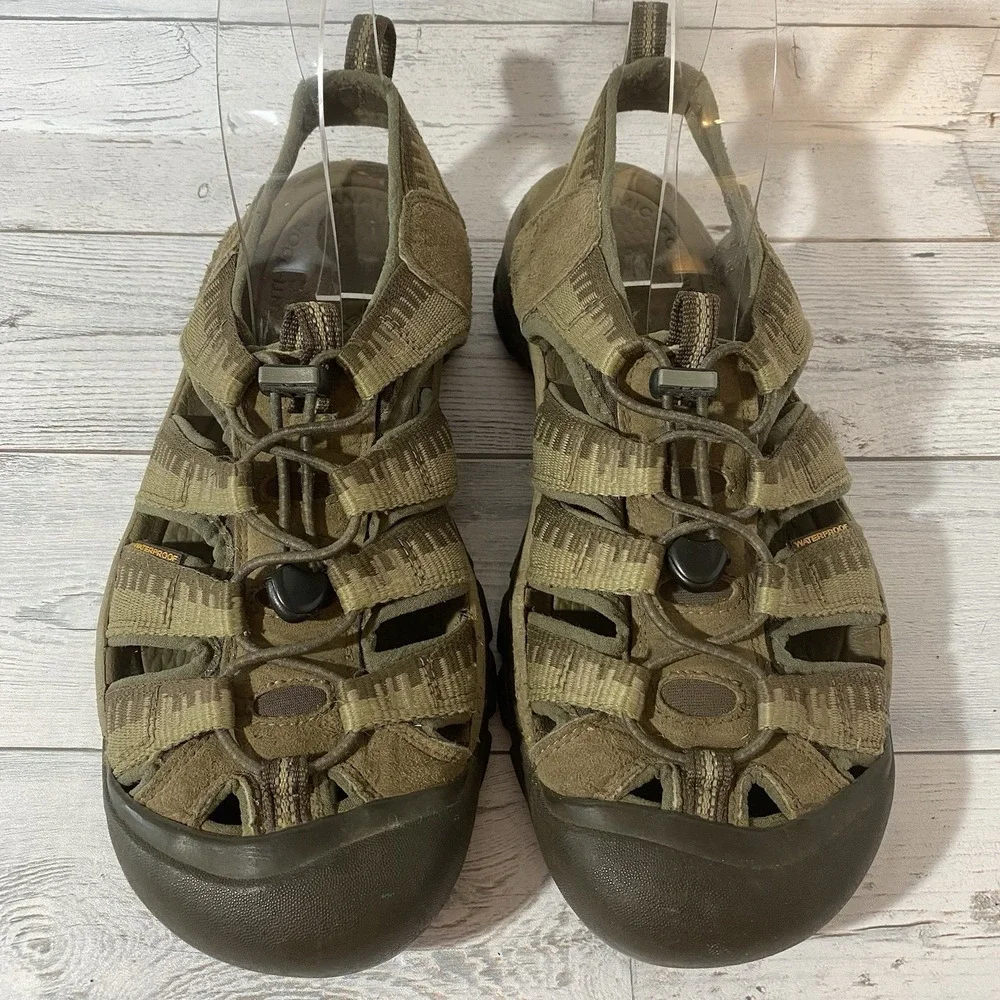 Keen Sandals Mens 13 Green Brown Waterproof Outdoor Hiking Rugged Trail Shoes